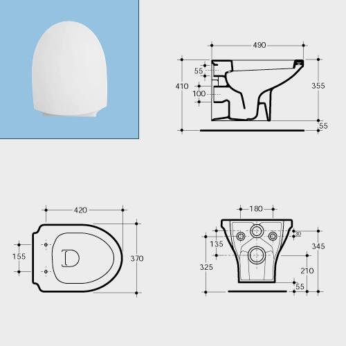 Simas Luna Toilet Seat And Cover LU002 Liquid Design